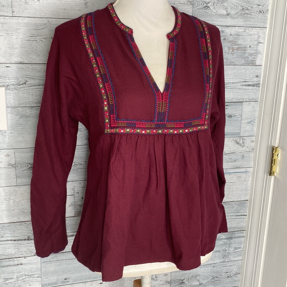 MADEWELL EMBROIDERED BOHÈME BOHO PEASANT POPOVER TOP - Picture 6 of 10